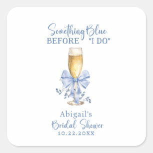 ETWAS BLAUES VOR MEINER BLUMEN-HOCHZEITSPAAR-DUSCH QUADRATISCHER AUFKLEBER
