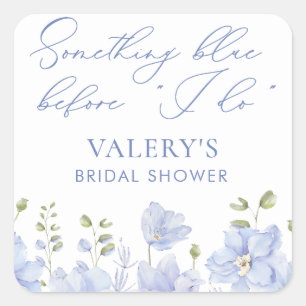 Etwas Blaues vor meiner Hochzeit Blumen Brautparty Quadratischer Aufkleber