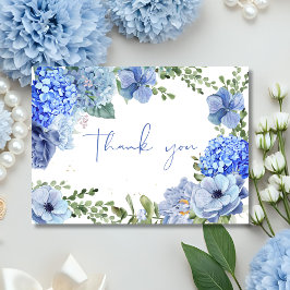 Etwas Blaues vor meiner Hochzeit Hydrangea-Brautab Dankeskarte