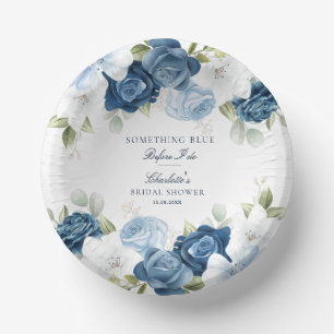 Etwas Blaues vor meiner Hochzeitsblumen-Brautparty Pappteller