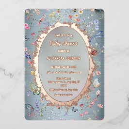 Etwas Blue Baby Shower Foil Einladung