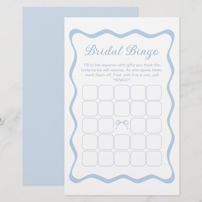 Etwas Blue Brautparty Bingo Game (Vorne/Hinten)