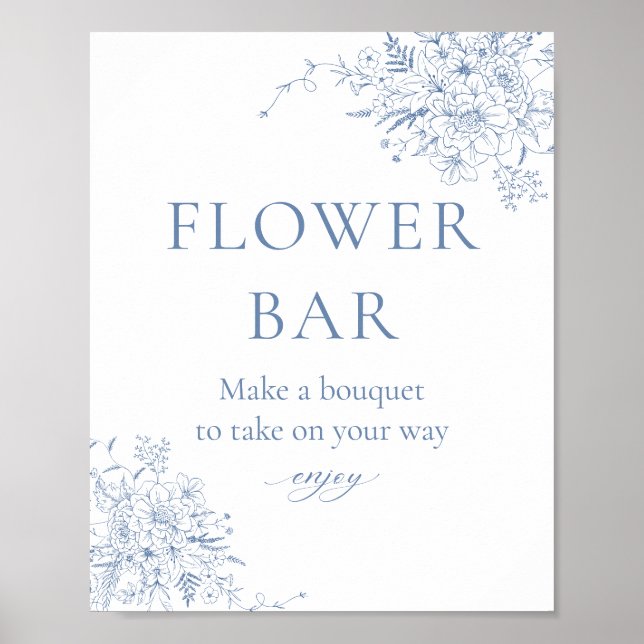 Etwas Blue Brautparty Blume Bar Poster (Vorne)