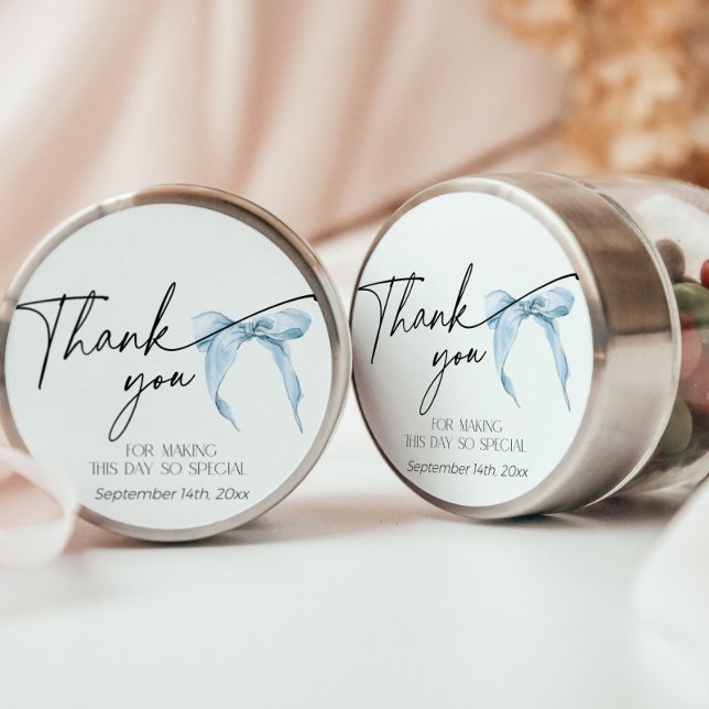 Etwas Blue Brautparty Dusty Bow Vielen Dank Runder Aufkleber (Von Creator hochgeladen)