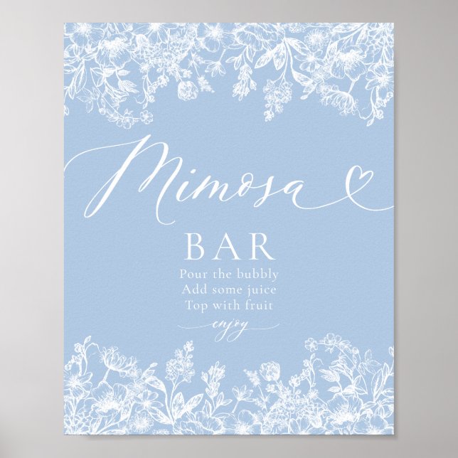 Etwas Blue Brautparty Mimosa Bar Sign Poster (Vorne)