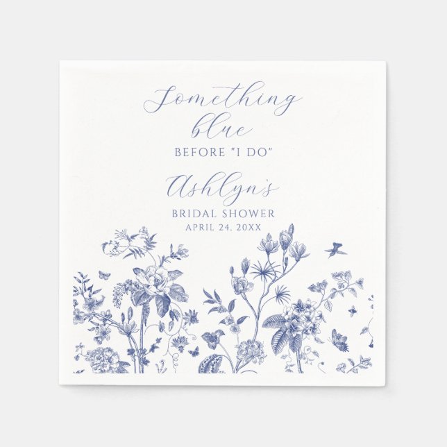 Etwas Blue Brautparty Paper Cocktail Napkin Serviette (Vorderseite)