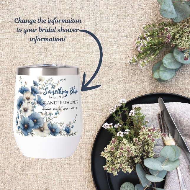 Etwas Blue Brautparty Wine Tumbler (The perfect gift to give your bridal shower guests! Memories they will sherish forever!)