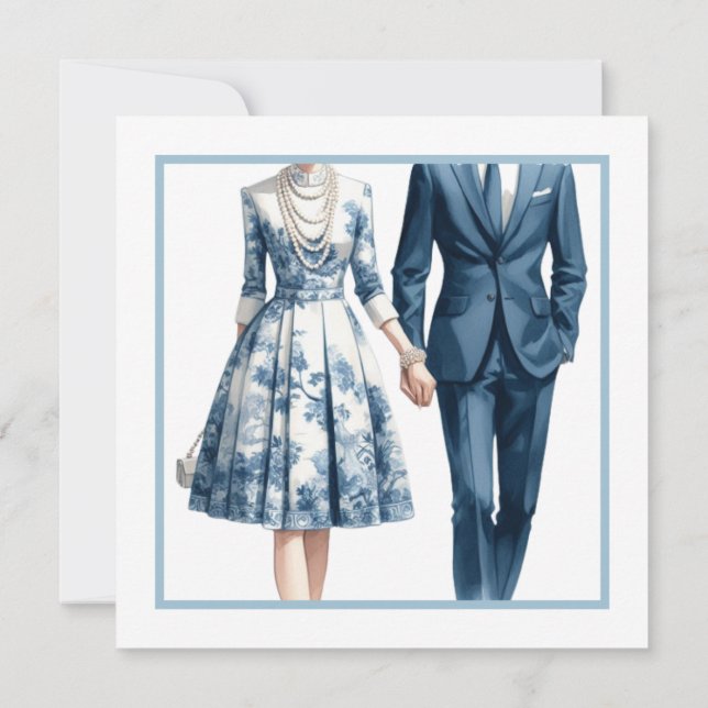 Etwas Blue Bridal Couples Dusche Einladung (Rückseite)