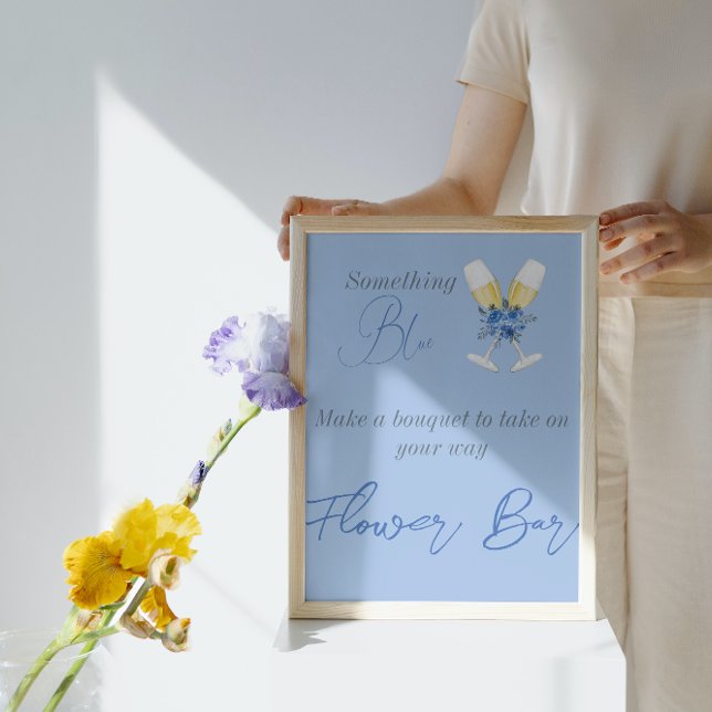 Etwas Blue Champagne Brautparty Bar Poster (Von Creator hochgeladen)