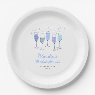 Etwas Blue Champagne Brautparty Pappteller