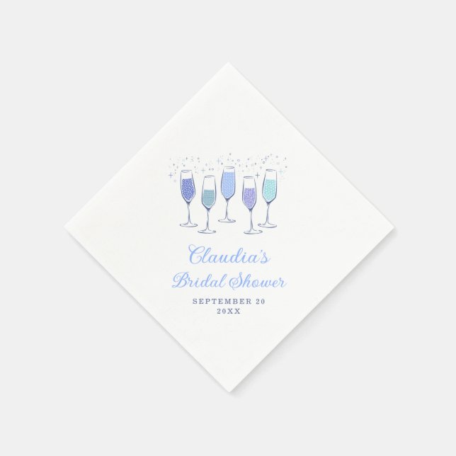 Etwas Blue Champagne Brautparty Serviette (Ecke)
