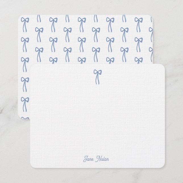 Etwas Blue Coquette Bow Bridal Custom Mitteilungskarte (Vorne/Hinten)