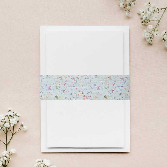 Etwas Blue Elegante Wildblume Hochzeit Einladungsbanderole (Von Creator hochgeladen)