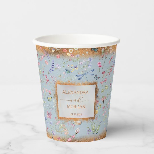 Etwas Blue Elegante Wildblume Pappbecher (Vorderseite)