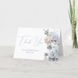 Etwas Blue Floral Brautparty Dankeskarte