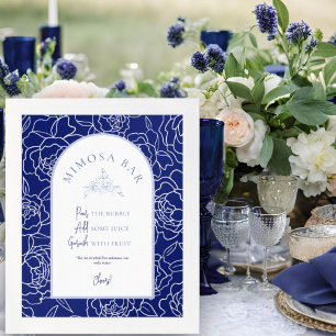 Etwas Blue Floral Brautparty Mimosa Bar Poster