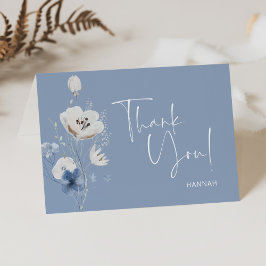 Etwas Blue Floral Brautparty Personalisiert Dankeskarte