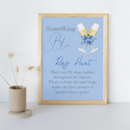 Etwas Blue Floral Brautparty Ring Hunt Game Poster