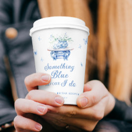 Etwas Blue Floral Chinoiserie Brautparty Pappbecher