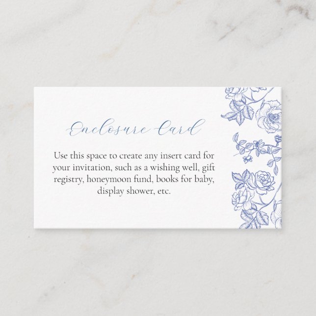 Etwas Blue Floral Custom Encryption Card Begleitkarte (Vorderseite)