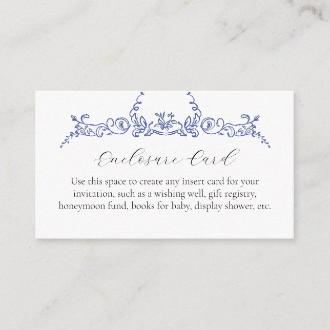 Etwas Blue Floral Custom Encryption Card Begleitkarte (Vorderseite)