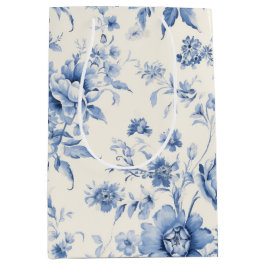 Etwas Blue Floral French Toile Chinoiserie Mittlere Geschenktüte