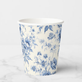 Etwas Blue Floral French Toile Chinoiserie Pappbecher