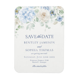 Etwas Blue Floral Hydrangea Save the Date Card Magnet