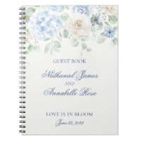Etwas Blue Floral Hydrangea Wedding Guest Book