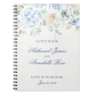 Etwas Blue Floral Hydrangea Wedding Guest Book Notizblock