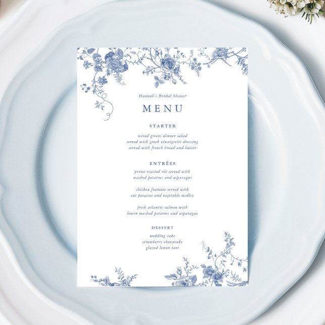 Etwas Blue Floral Wedding Table Cards Einladung (Von Creator hochgeladen)