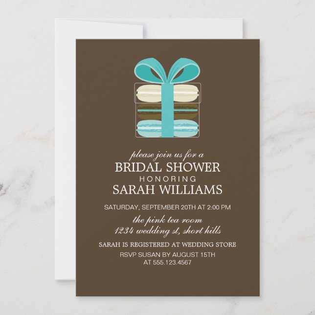 Etwas Blue French Macarons Einladung (Vorderseite)