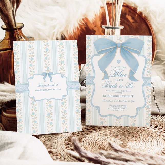 Etwas Blue für Bridge Blue Bow Brautparty Einladung (Von Creator hochgeladen)