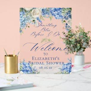 Etwas Blue Hydrangea Brautparty Willkommen Acrylschild