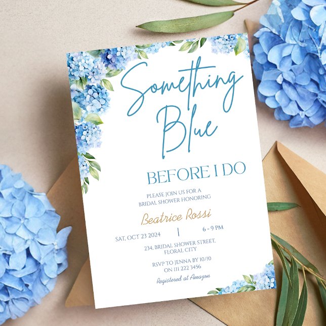 Etwas Blue Hydrangea Floral Brautparty Einladung (Something Blue Hydrangea Floral Bridal Shower Invitation)