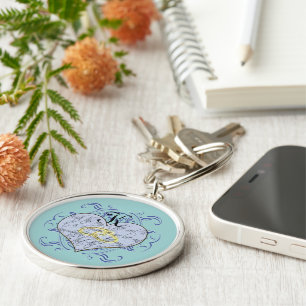 Etwas Blue Monogram Wedding Vow Heart Schlüsselanhänger