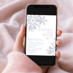 Etwas Blue QR Snowflake Winter Brautparty Einladung