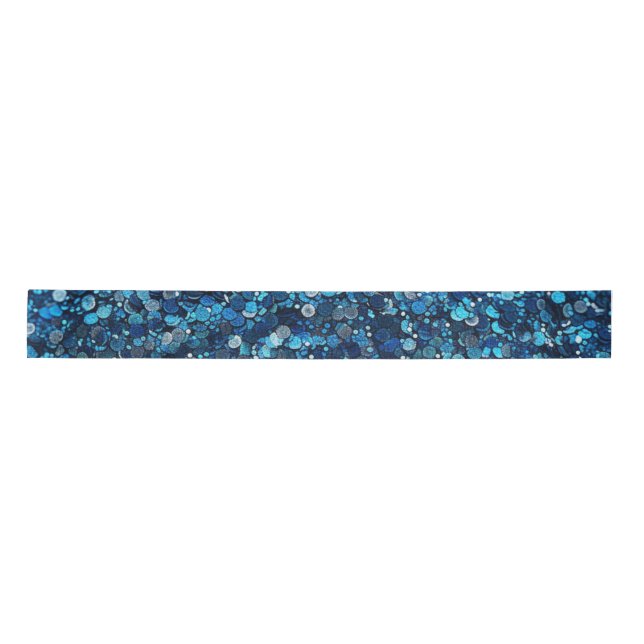 Etwas Blue Sequin Look Satinband (Vorderseite)