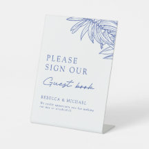 Etwas Blue Simple Botanic Guest Book