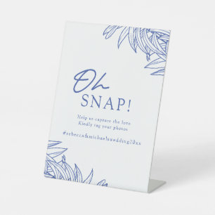 Etwas Blue Simple Botanical Oh Snap Foto Sockelschild