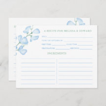 Etwas Blue Sweet Pea Brautparty Rezept Card