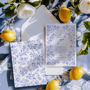 Etwas Blue Toile Brautparty Danke Karte