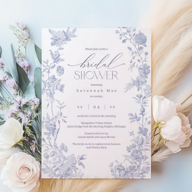 Etwas Blue Toile Brautparty laden ein | Delft Einladung (Von Creator hochgeladen)