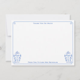 Etwas Blue Watercolor Ginger Jar Brautparty Dankeskarte