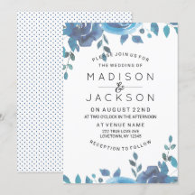 Etwas Blue Watercolor Hochzeitseinladungen