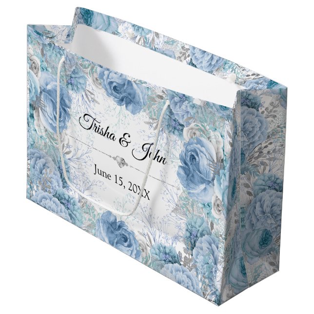 Etwas Blue Wedding Collection Große Geschenktüte (Vorderseite Schrägansicht)