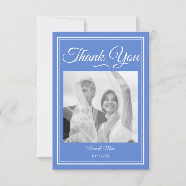 Etwas Blue Wedding Dankeschön Card Dankeskarte (Vorderseite)