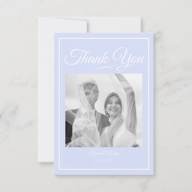 Etwas Blue Wedding Dankeschön Card Dankeskarte (Vorderseite)