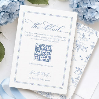Etwas Blue Wedding Details Qr Code Begleitkarte
