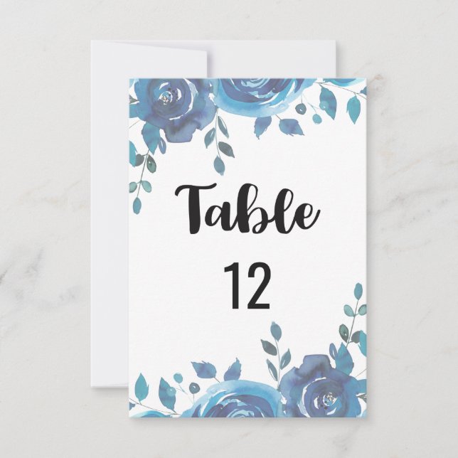 Etwas Blue Wedding Tischnummer Seating Chart (Vorderseite)